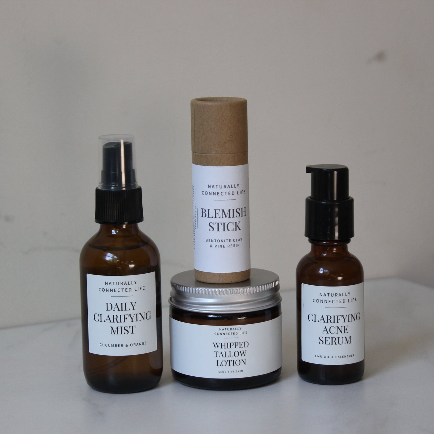 ultimate acne bundle for teens, natural skincare for teenagers, tallow skincare, back to school products for teens, daily clarifying mist, blemish stick to clear pimples, clear complexion, clarifying acne serum, whipped tallow lotion for sensitive skin, clarifying acne serum