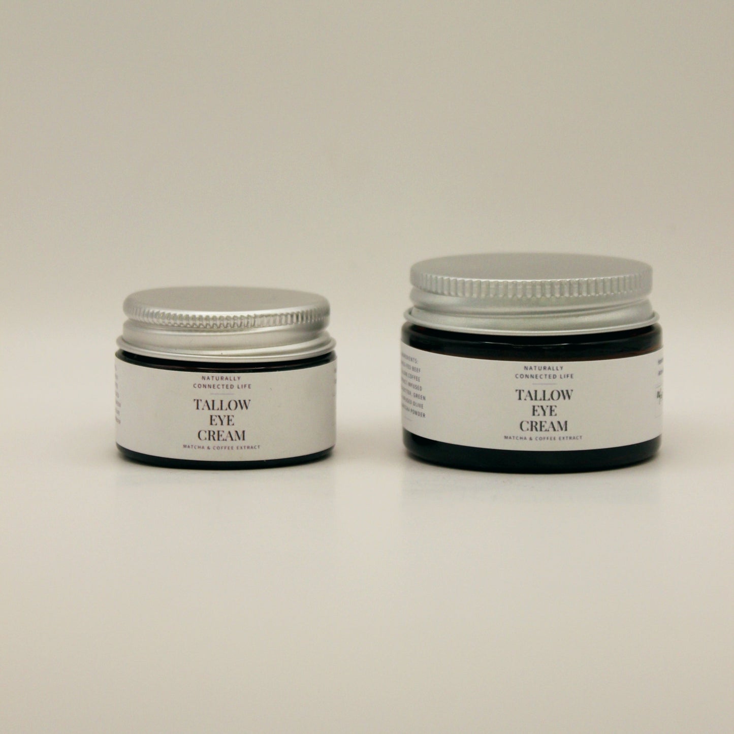 Two jars of Tallow Eye Cream handmade skincare in West Asheville, NC