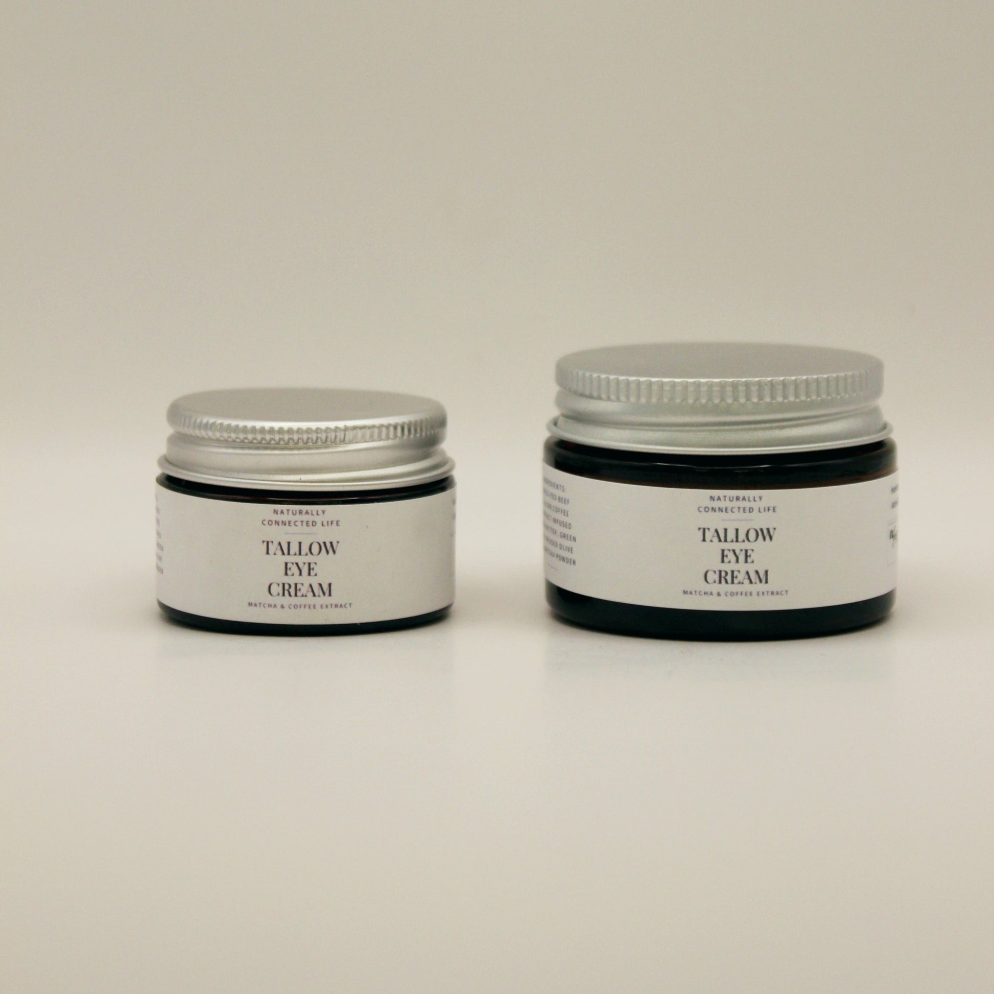 Two jars of Tallow Eye Cream handmade skincare in West Asheville, NC