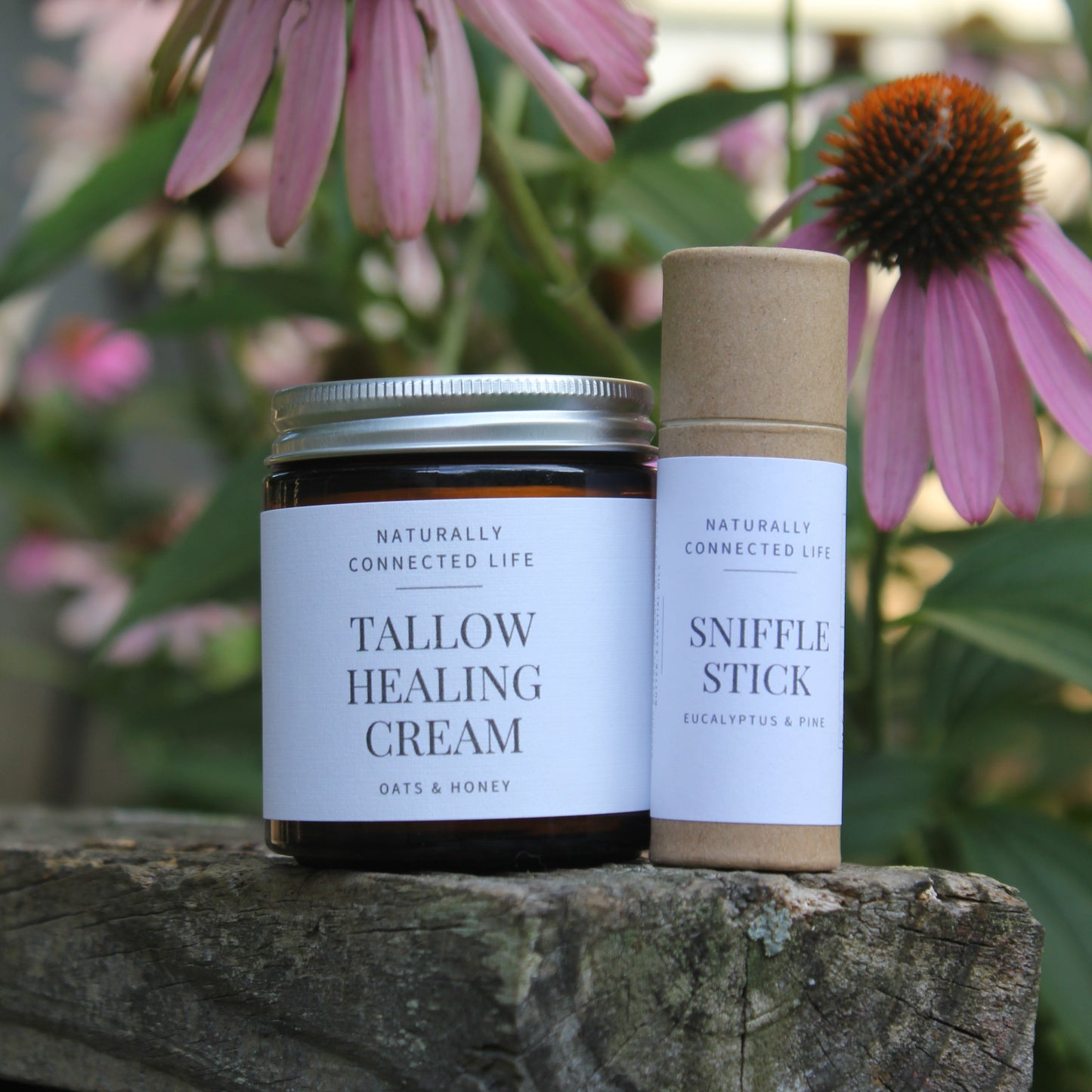 naturally connected life products for babies and kids, natural skincare for kids, tallow healing cream for eczema-prone skin, sniffle stick for clearing congestion, natural cold remedy, plastic free skincare