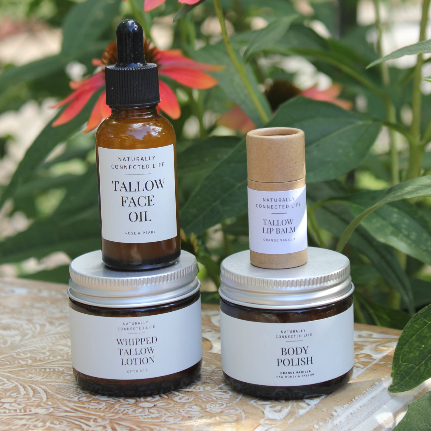 teen tallow bundle, naturally connected life, natural tallow skincare, tallow skincare for teens, back to school essentials, selfcare ritual for teenagers, tallow face oil, tallow lip balm, whipped tallow lotion, body polish for full body exfoliation