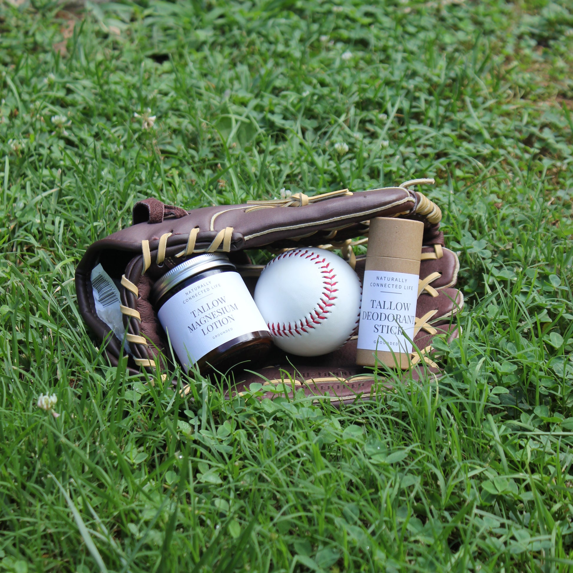 the school athlete bundle by naturally connected life, tallow deodorant stick, tallow magnesium lotion, fast recovery for athletes, better sleep with magnesium lotion, natural skincare for athletes