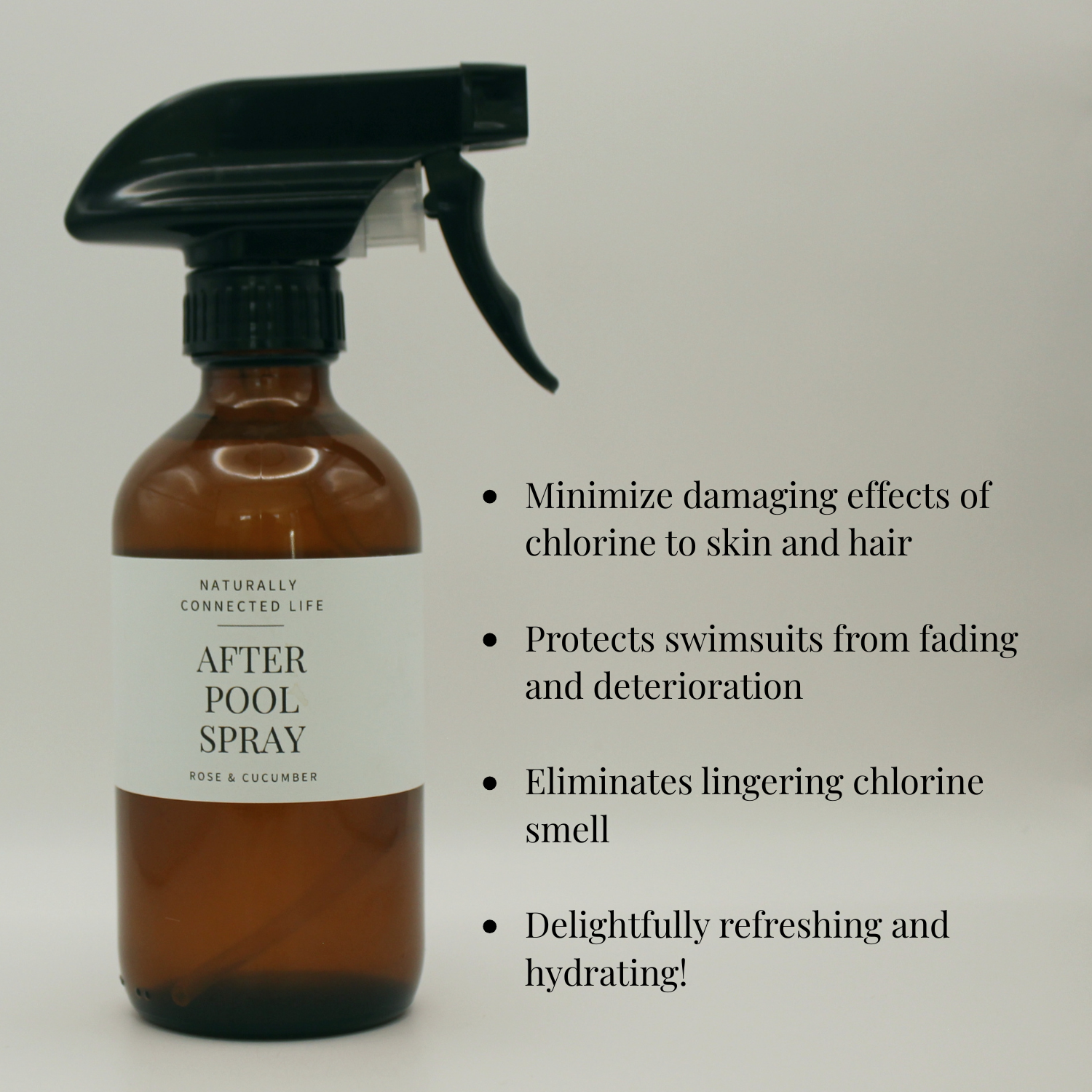 natural swim spray, after pool spray, how to avoid chlorine damage, naturally connected life's after pool spray neutralizes chlorine and hydrates skin